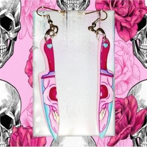 Skull knife earrings